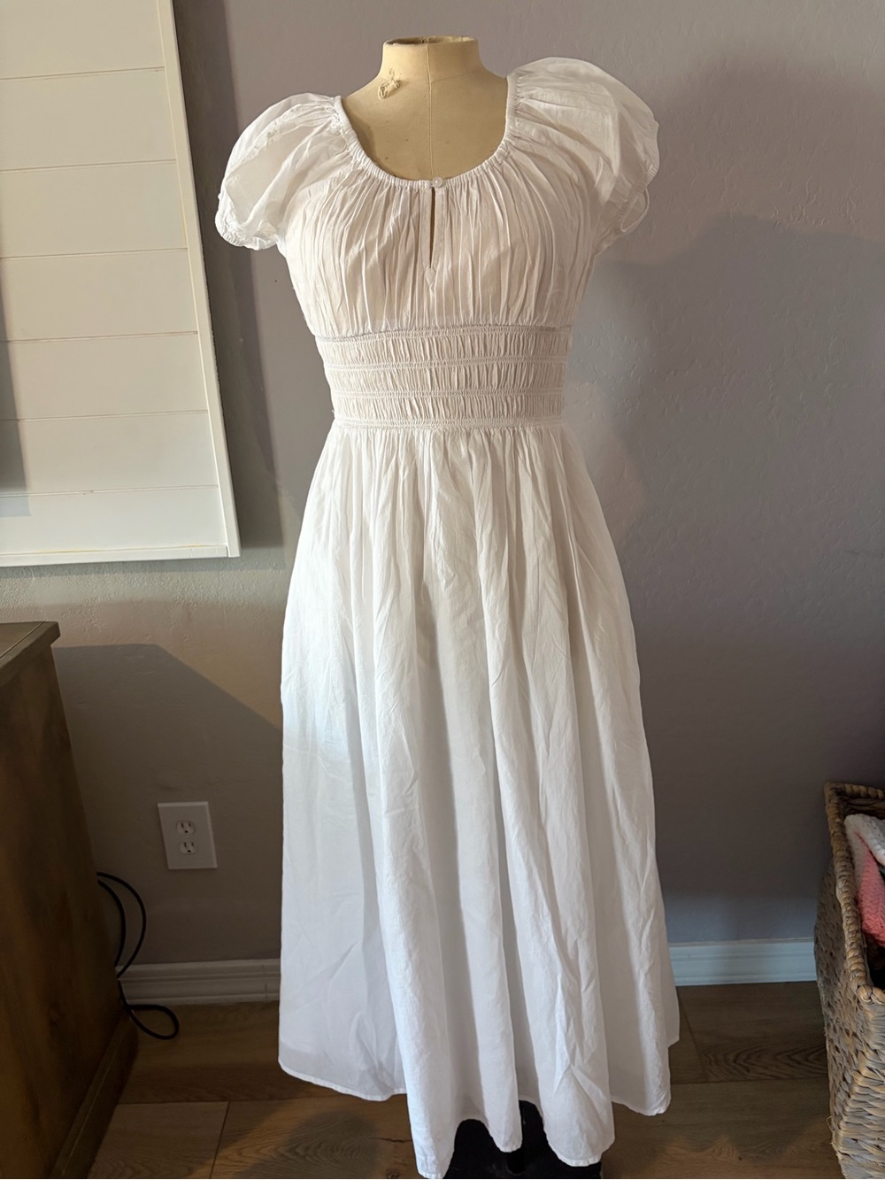 Favorite Daughter White Midi Dress with Smocked Waist - Picture 4 of 7